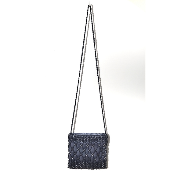 New Women's Evening Crossbody Gray Beaded Bag - Picture 5 of 6